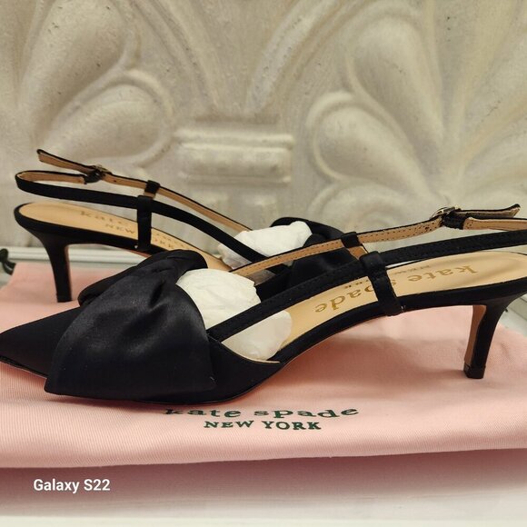 Kate Spade "Marseille" Satin Lux Black Kitten heels. NIB. Size: various - Picture 6 of 14